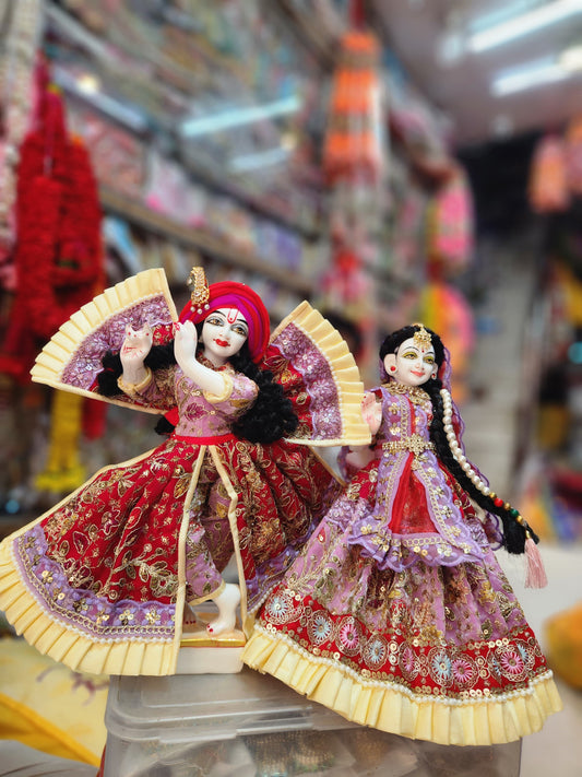 Radha Krishna in dust marble with full shringar