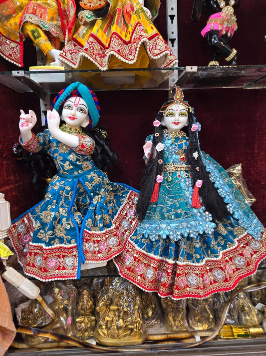 Radha Krishna dust marble murti with full shringar