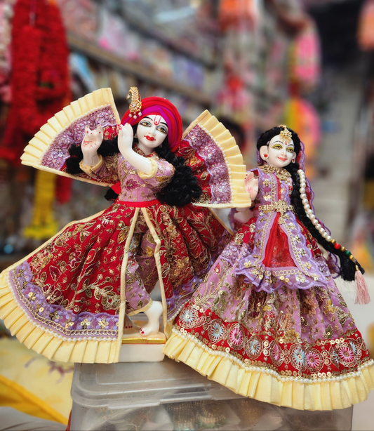 Radha Krishna in dust marble with full shringar