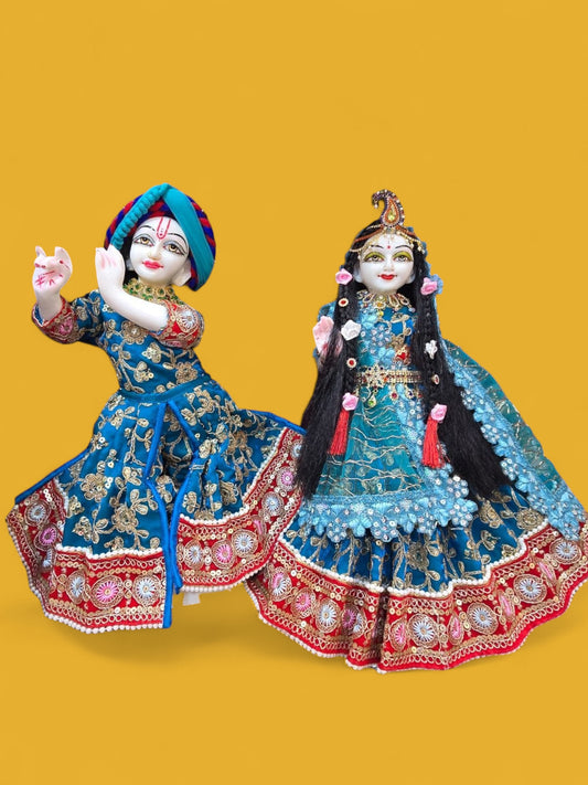 Radha Krishna dust marble murti with full shringar